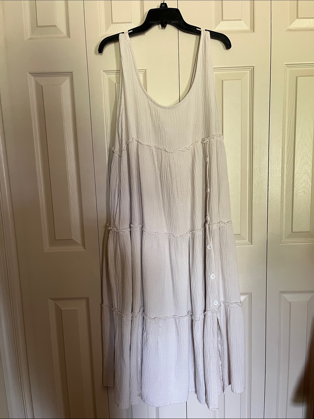 Sleeveless Tiered Maxi Dress in off White color